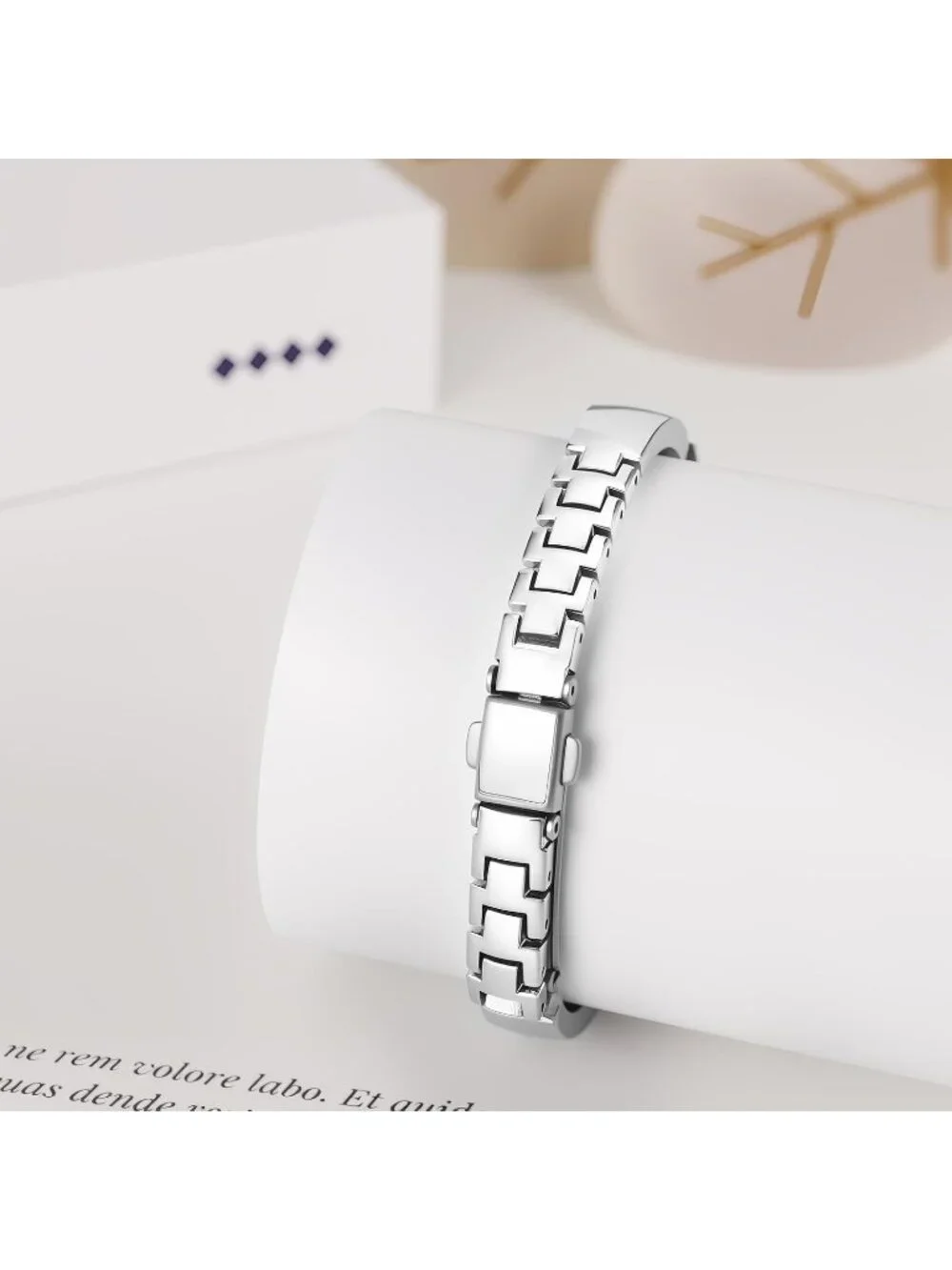 Women's Silver Pink Stainless Steel Strap Teardrop Shape Dial Quartz Wrist Watch